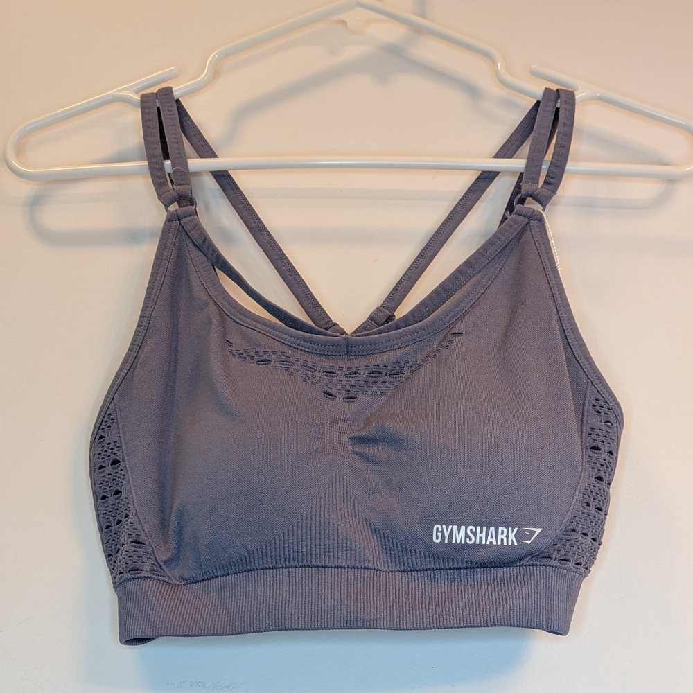 🆕 NWT Gymshark Energy Sports Bra in Steel Blue, Removable Cups